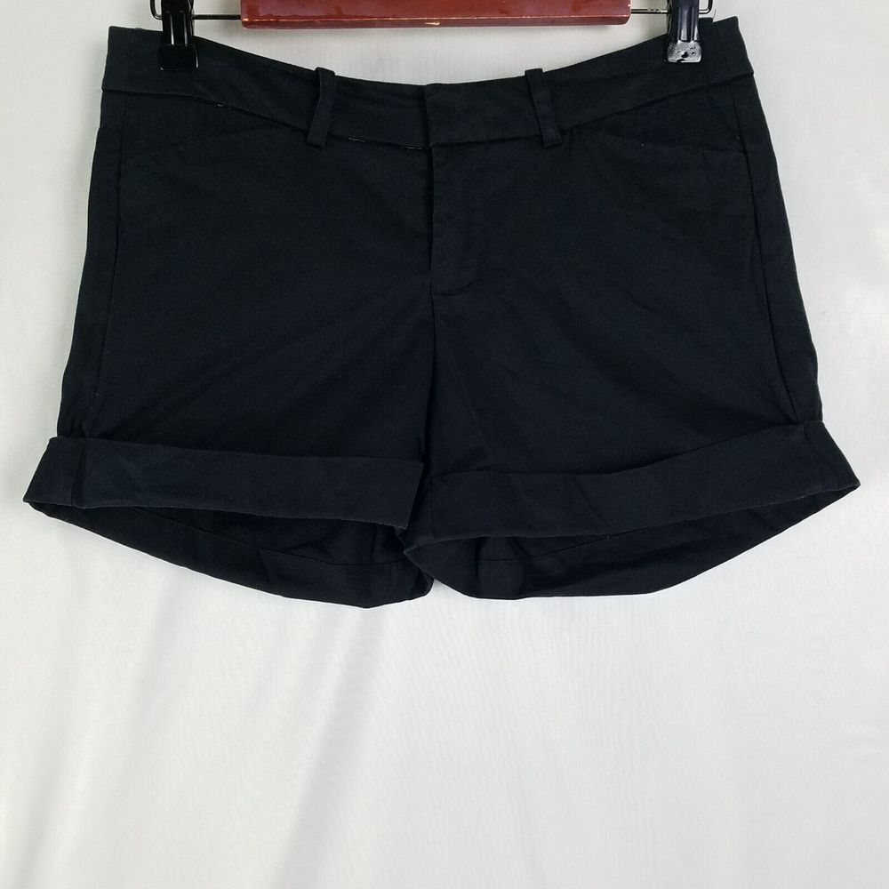 Mossimo Shorts Womens 2 Black Fit 3 Low Rise Cuffed Chino Flat Front‎ Pockets